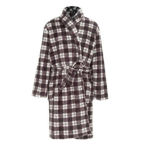 Front - Howick Mens Checked Fleece Lounge Robe