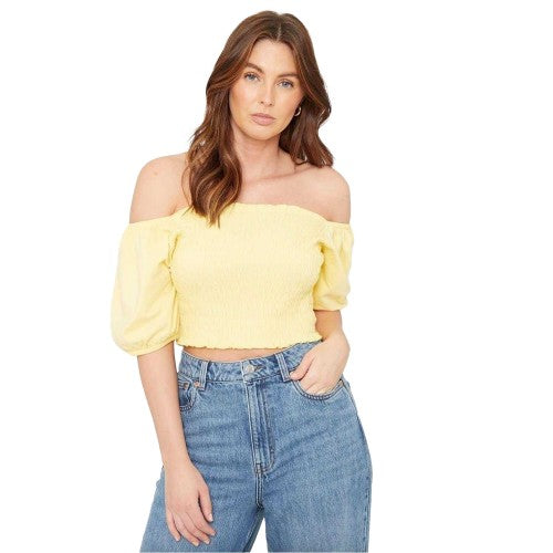 Front - Be You Womens/Ladies Off Shoulder Regular Puff Sleeve Crop Top