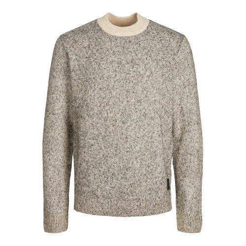 Front - Jack And Jones Mens Space Dye Knitted Crew Neck Jumper