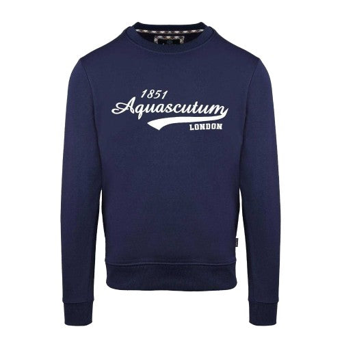 Front - Aquascutum Mens Logo Crew Neck Sweatshirt