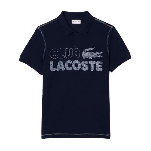Front - Lacoste Mens Printed Organic Cotton Polo Shirt