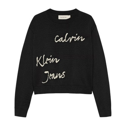 Front - Calvin Klein Childrens/Kids Logo Regular Long-Sleeved Sweater Top