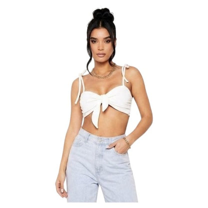 Front - Missy Empire Womens/Ladies Strappy Front Tie Crop Top