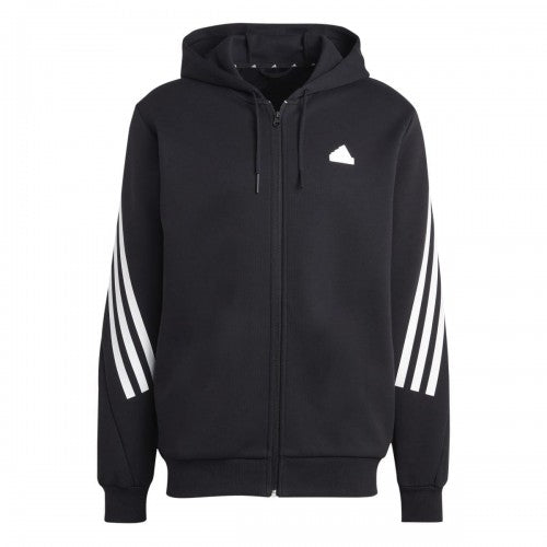 Front - Adidas Mens Future Icons Stripes Full Zip Hoodie