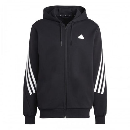 Front - Adidas Mens Future Icons Stripes Full Zip Hoodie