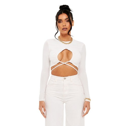 Front - Missy Empire Womens/Ladies Ruched Cross Front Crop Top