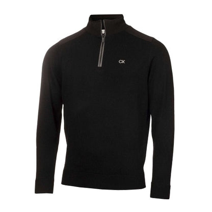 Front - Calvin Klein Mens Embroidered Logo Zip Neck Raglan Sweatshirt