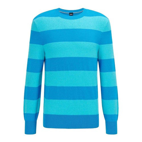 Front - Boss Mens Eromeo Horizontal Stripe Regular Jumper