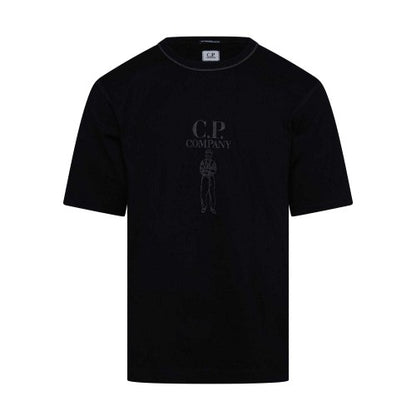 Front - C.P. Company Mens Twisted Mercerised Cotton Logo T-Shirt