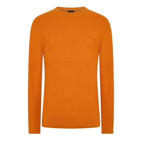 Front - Boss Mens Ribbed Crew Neck Sweater Top