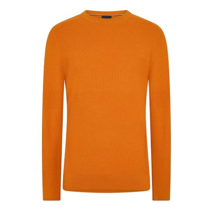 Front - Boss Mens Ribbed Crew Neck Sweater Top