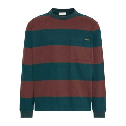 Front - Calvin Klein Mens Jeans Stripe Relaxed Fit Long-Sleeved T-Shirt