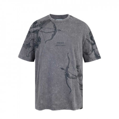 Front - Firetrap Mens Cupid Acid Wash Oversized T-Shirt