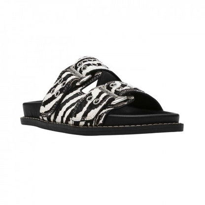Front - Steve Madden Womens/Ladies Agent Zebra Print Sliders
