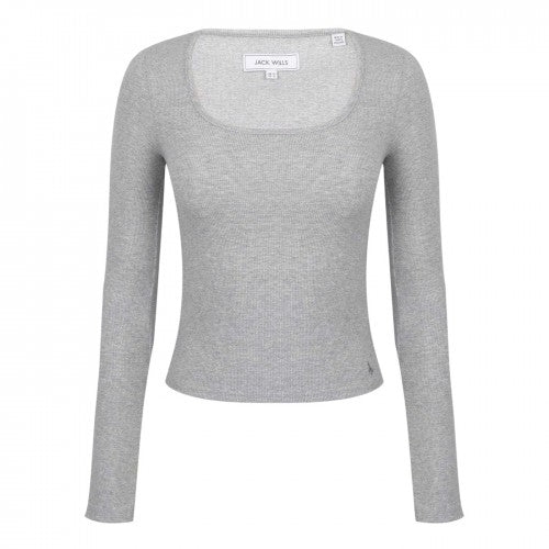 Front - Jack Wills Womens/Ladies Plain Square Neck Fitted Long-Sleeved T-Shirt