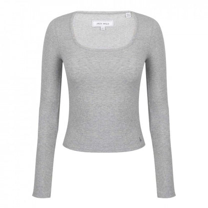Front - Jack Wills Womens/Ladies Plain Square Neck Fitted Long-Sleeved T-Shirt