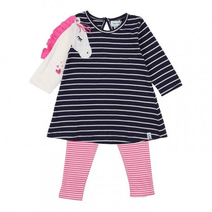 Front - Lilly & Sid Baby Girls Unicorn 3/4 Sleeve Co-ord Set