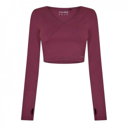 Front - USA Pro Womens/Ladies Cropped Wrap Top
