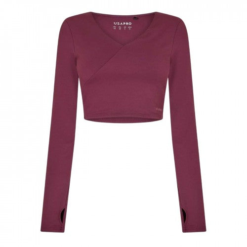 Front - USA Pro Womens/Ladies Cropped Wrap Top