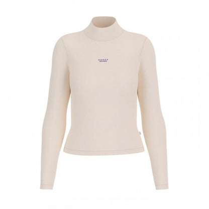 Front - Guess Womens/Ladies Text Logo Ribbed Slim Turtleneck