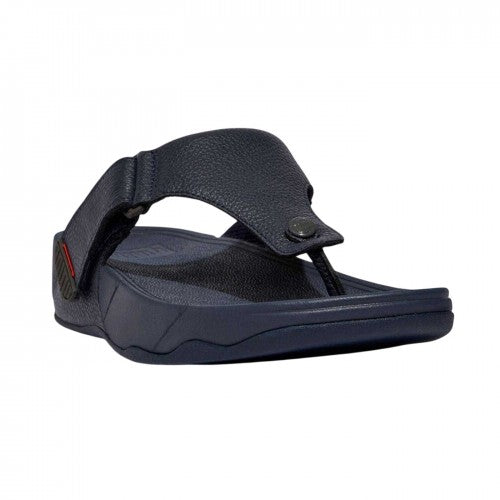 Front - FitFlop Mens Leather Toe Post Flat Sandals