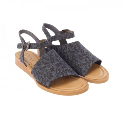 Front - Blowfish Malibu Womens/Ladies Ardice Leopard Print Denim Micro Wedge Sandals