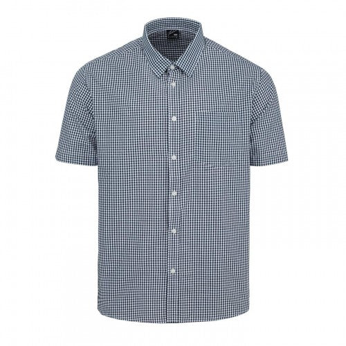 Front - Fabric Mens Gingham Poplin Short-Sleeved Shirt