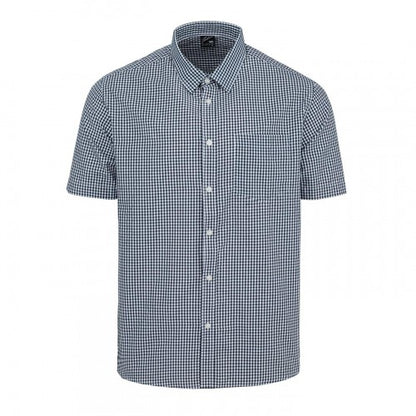 Front - Fabric Mens Gingham Poplin Short-Sleeved Shirt