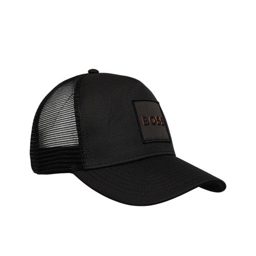 Front - Boss Mens Elliot Logo Curved Peak Trucker Cap