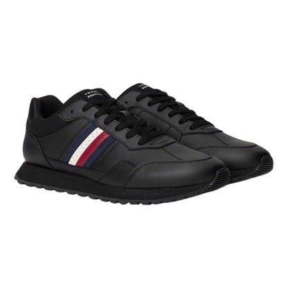 Front - Tommy Hilfiger Mens Eva Stripe Leather Trainers