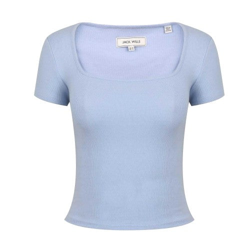 Front - Jack Wills Womens/Ladies Ribbed Square Neck Fitted T-Shirt