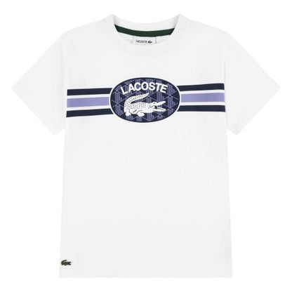 Front - Lacoste Childrens/Kids Striped Regular T-Shirt