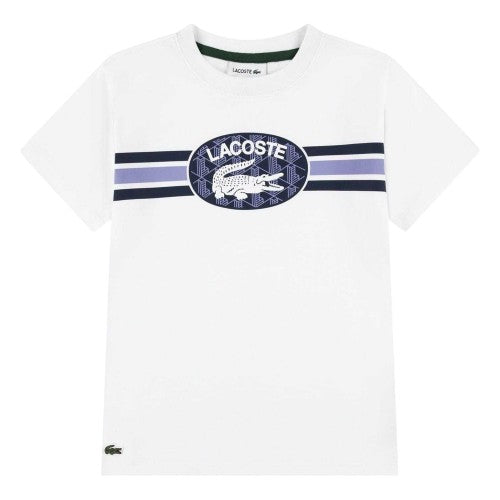 Front - Lacoste Childrens/Kids Striped Regular T-Shirt