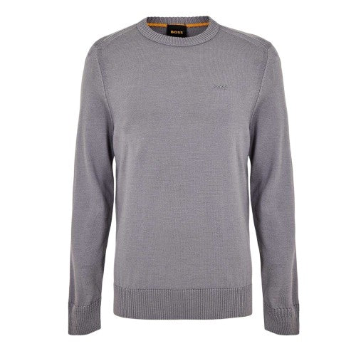Front - Boss Mens Embroidered Ribbed Crew Neck Sweater Top