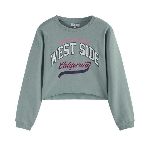 Front - Be You Girls Westside Lettering Crew Neck Sweatshirt