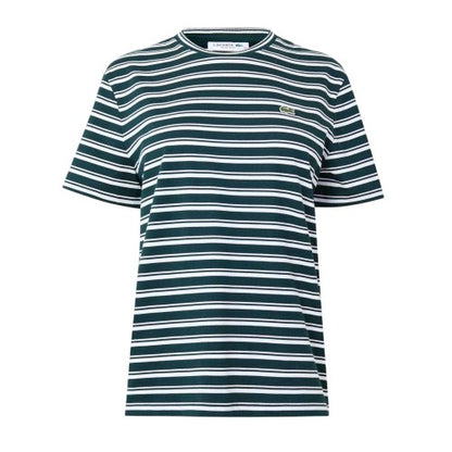 Front - Lacoste Womens/Ladies Striped Boxy T-Shirt