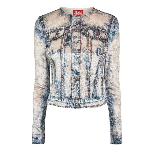 Front - Diesel Womens/Ladies Clauvet Denim Look Slim T-Shirt