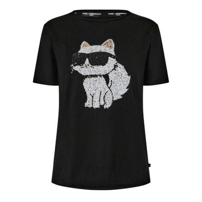 Front - Karl Lagerfeld Womens/Ladies Choupette Cat Sequin T-Shirt