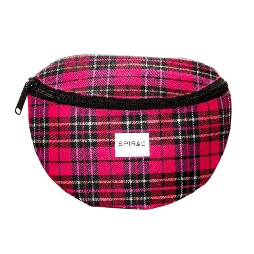 Front - Spiral Plaid Polyester Waist Bag