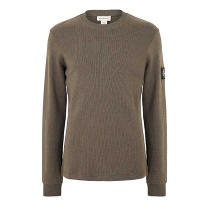 Front - Calvin Klein Mens Waffle Long-Sleeved Top