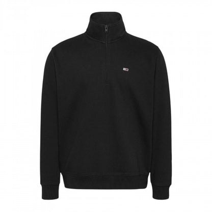 Front - Tommy Jeans Mens Flag Quarter Zip Sweatshirt
