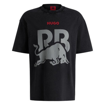Front - Hugo Unisex Adult RB F1 Racing Graphic Print Oversized T-Shirt