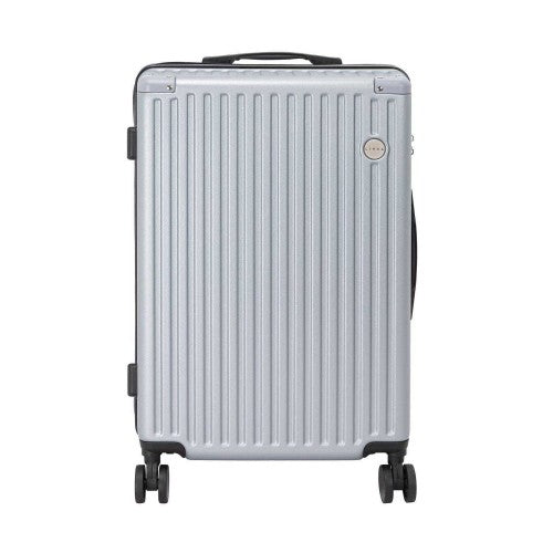 Front - Linea Ribbed Metal Travel Suitcase