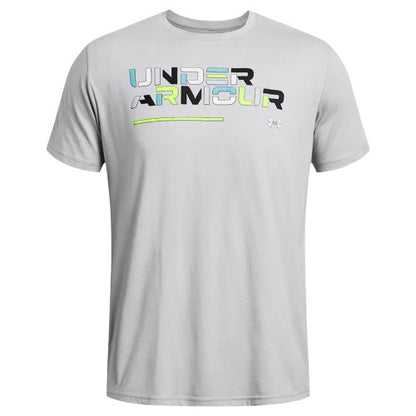 Front - Under Armour Mens Wordmark Colour Block T-Shirt
