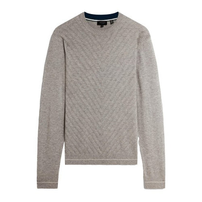 Front - Ted Baker Mens Chevron Ribbed Collar Long-Sleeved Jumper