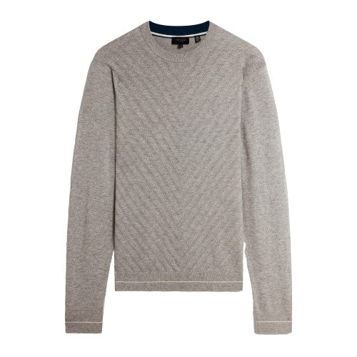 Front - Ted Baker Mens Chevron Ribbed Collar Long-Sleeved Jumper
