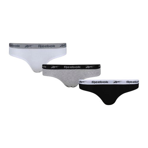 Front - Reebok Womens/Ladies Carina Logo Briefs (Pack of 3)