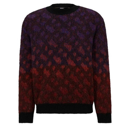 Front - Boss Mens Geometric Regular Jumper