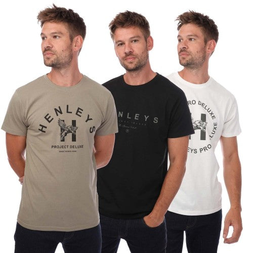 Front - Henleys Mens Hentree T-Shirt (Pack of 3)