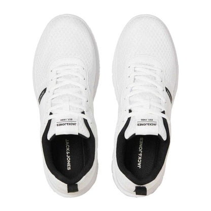 White - Pack Shot - Jack And Jones Mens Mesh Lace Up Trainers